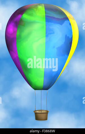 Illustration de ballon à air chaud de couleur dans le ciel bleu Banque D'Images