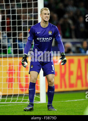 Moenchengladbach, Allemagne. 30 Septembre, 2015. Ligue des Champions, 2015-2016, 2e ronde, prliminary journée Borussia Mönchengladbach, (Moenchengladbach, Gladbach) vs Manchester City ----Joe Hart, Man City Crédit : kolvenbach/Alamy Live News Banque D'Images