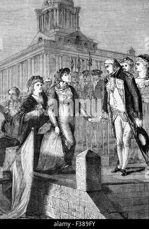 La Princesse Caroline de Brunswick, à l'atterrissage à Greenwich, Londres le dimanche de Pâques, 5 avril,1795, avant son mariage arrangé avec le Prince de Galles, plus tard devenir le roi George IV. Banque D'Images