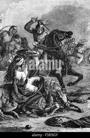 La bataille d'Assaye a été une grande bataille de la Seconde Guerre Anglo-Maratha ont lutté entre la Confédération Maratha et la British East India Company. Il s'est produit le 23 septembre 1803 près de Assaye dans l'ouest de l'Inde où un Indien en infériorité numérique et de la force sous le commandement du Général Arthur Wellesley (qui devint plus tard le duc de Wellington) défait une armée de Daulat Scindia Confédération et le rajah de Berar. Banque D'Images