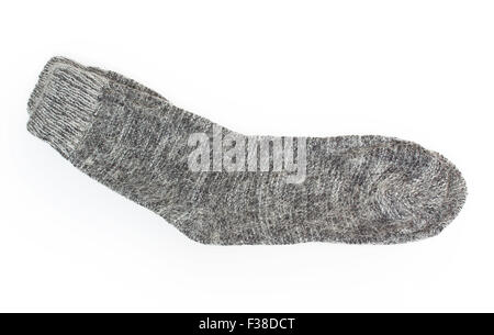 Paire de chaussettes en laine gris isolé sur fond blanc Banque D'Images