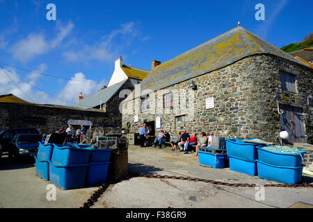 Cadgwith Harbour Village & Beach, péninsule du Lézard, Cornwall, England, UK en été Banque D'Images