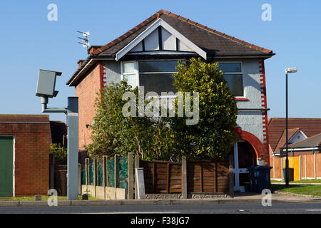 La subsidence endommagé maison individuelle avec lean, à Kew, Southport, Merseyside, Royaume-Uni Banque D'Images