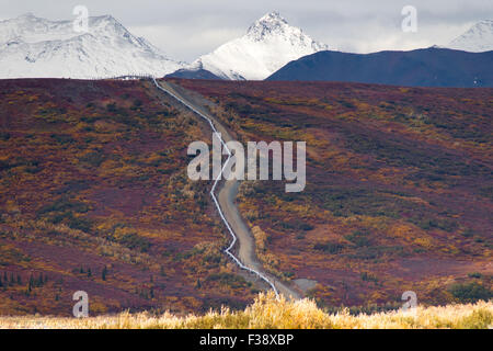 Le pipeline Trans-Alaska traverse la région montagneuse du paysage de l'Alaska Banque D'Images