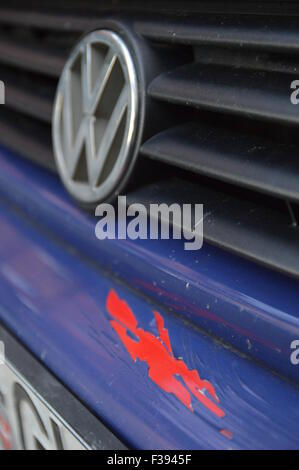 Wolfsburg, Allemagne - le 29 septembre 2015 - Volkswagen VW la tricherie dans les tests pour la pollution et les émissions de son moteur diesel Banque D'Images