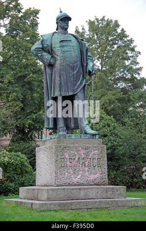 Statue en bronze, Bismarck, Lubeck, Allemagne. Banque D'Images