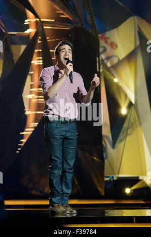 Malmö, Suède. Vendredi 17 mai 2013. Gianluca effectue sa chanson "demain" pour Malte. Banque D'Images