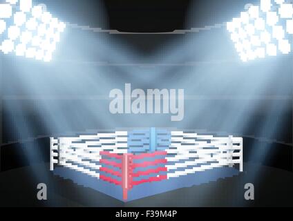 Nuit prix boxe ring Illustration de Vecteur