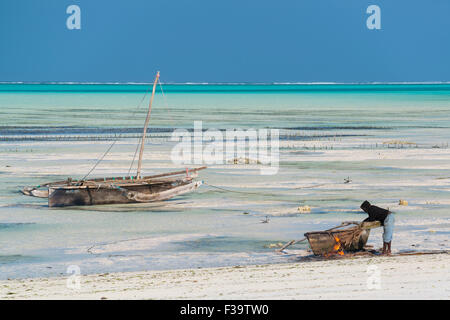 Marée basse à Zanzibar Banque D'Images