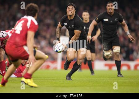 Millennium Stadium, Cardiff, Pays de Galles. 09Th Oct, 2015. Coupe du Monde de Rugby. La Nouvelle-Zélande contre la Géorgie. Tous les néo-zélandais de l'aile noire Julian Savea. Credit : Action Plus Sport/Alamy Live News Banque D'Images