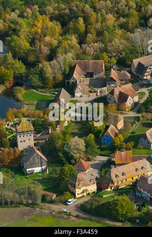 France, Haut Rhin (68), Ungersheim, Écomusée d'Alsace (vue aérienne) Banque D'Images