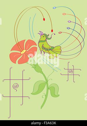 Oiseau Fleur artistique avec Vector Art Illustration de Vecteur