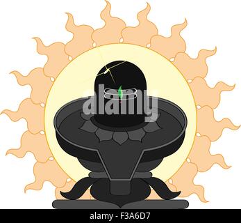 Shivling avec Sun Vector Art Illustration de Vecteur