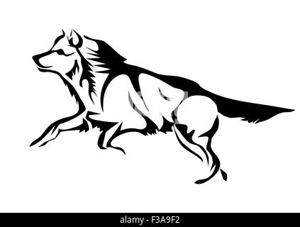 L'exécution de wolfisolated sur fond blanc Banque D'Images