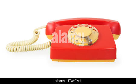 Téléphone rouge isolé sur fond blanc Banque D'Images