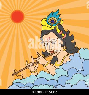 Le Seigneur Krishna Vector art calligraphique Illustration de Vecteur