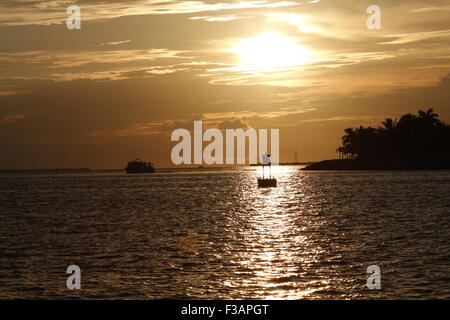 Coucher du soleil sur Mallory Square, célébration de Key West en Floride Banque D'Images