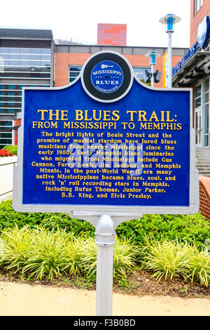 La plaque historique Sentier de blues au centre-ville de Memphis Tennessee Banque D'Images