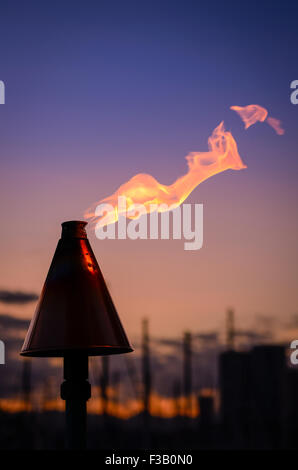 Image Style rétro d'un hawaiien Tiki Torch par la côte à Honolulu au coucher du soleil Banque D'Images