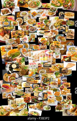 Collage de beaucoup de populaire dans le monde entier et des hors-d'aliments dîner Banque D'Images