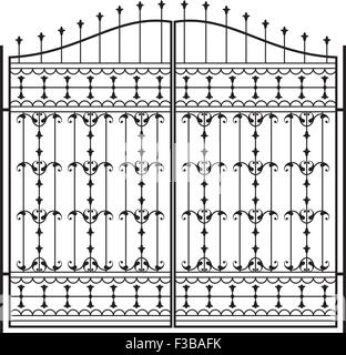 Porte en fer forgé, clôture, porte, fenêtre, Grille, garde-corps Design Vector Art Illustration de Vecteur