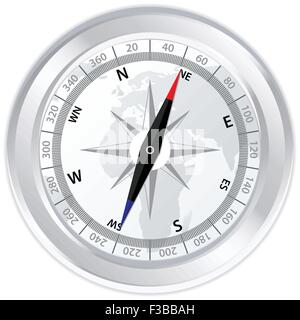 Boussole métal isolé sur un fond blanc. Vector illustration. Illustration de Vecteur