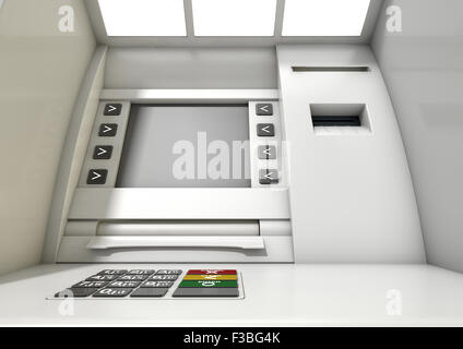 Une vue rapprochée d'une façade atm générique avec un écran vide sur un fond isolé Banque D'Images