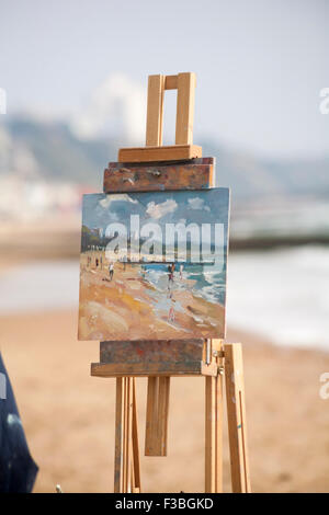 Bournemouth, Dorset, UK 4 octobre 2015. Artiste immortalise la beauté de la station balnéaire de Bournemouth et le littoral à la plage de Bournemouth, Dorset, UK - peinture sur chevalet. Credit : Carolyn Jenkins/Alamy Live News Banque D'Images