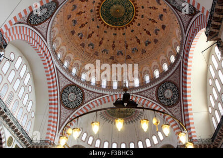 L'intérieur de la mosquée Suleymanie, District de Fatih, Istanbul. La Turquie Banque D'Images