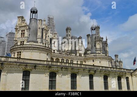 Le Château royal de Chambord à Chambord, Loir-et-Cher, France, est l'une des plus reconnaissables de châteaux dans le monde. SITE DU PATRIMOINE MONDIAL DE L'UNESCO WORLE Banque D'Images