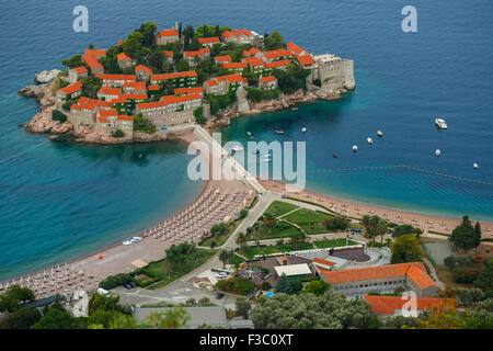 Dans l'île de Sveti Stefan, Budva, Monténégro, Balkans Banque D'Images