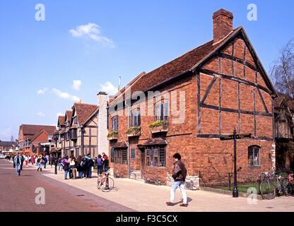 La maison natale de Shakespeare le long de Henley Street, Stratford-upon-Avon, Warwickshire, Angleterre, Royaume-Uni, Europe de l'Ouest. Banque D'Images