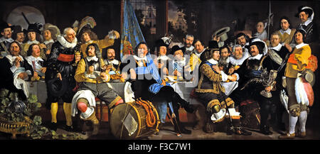 Banquet à la Crossbowmen's Guild en célébration du traité de Munster 1648 Bartholomeus van der helst 1613 - Amsterdam 1670 pays-Bas ( détail ) quatre-vingts ans, Guerre, espagnol, néerlandais, pays-Bas, Banque D'Images