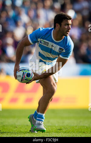 Leicester, Royaume-Uni. 4 octobre, 2015. Coupe du Monde de Rugby. L'Argentine contre les Tonga. Martin Landajo de l'Argentine. Credit : Graham Wilson / Pipeline Images/Alamy Live News Banque D'Images