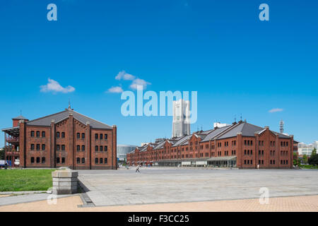 Entrepôts historique en brique rouge dans le district de Yokohama Minato Mirai Japon Banque D'Images