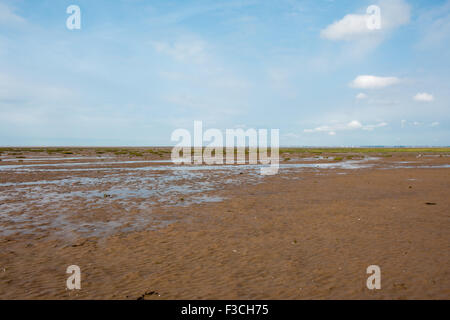 La plage de Southport à marée basse. Par temps couvert. Banque D'Images