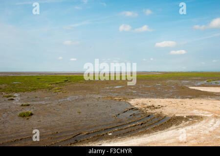 La plage de Southport à marée basse. Temps ensoleillé. Banque D'Images