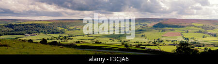 Panorama pris de Danby Beacon à sud-ouest vers Fryup of Glaisdale, Dale, et Wheeldale. Banque D'Images