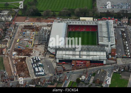 Photo aérienne du Liverpool Football Club, stade Anfield Banque D'Images