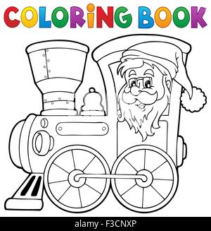 Livre de coloriage locomotive Noël 1 - photo illustration. Banque D'Images