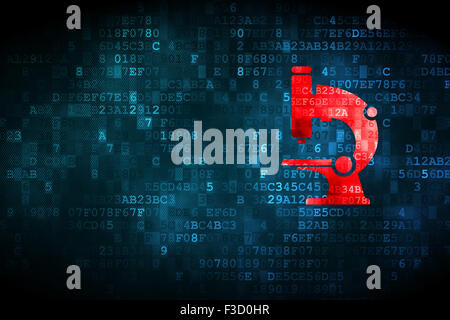 Science concept : Microscope sur fond numérique Banque D'Images