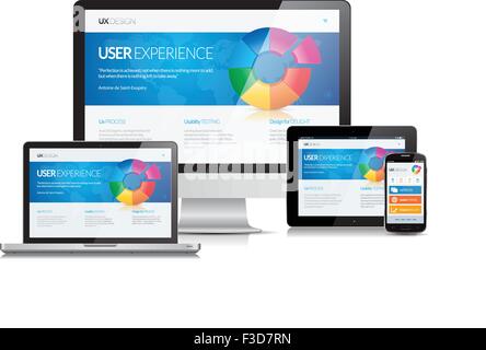 Cette image est un fichier vectoriel représentant un responsive design concept sur divers périphériques de support. Illustration de Vecteur