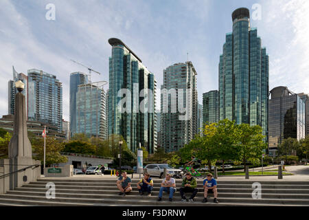 Vue sur la ville moderne de Coal Harbour, le centre-ville de Vancouver, British Columbia, Canada, Amérique du Nord. Banque D'Images