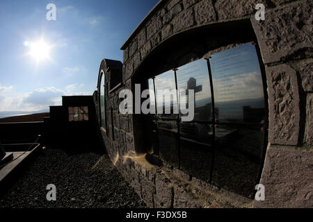 Russian-Cossack détails architecturaux Memorial et de locale mis en miroir sur le tableau d'honneur des victimes de la guerre.Punta cape, île de Lemnos Banque D'Images