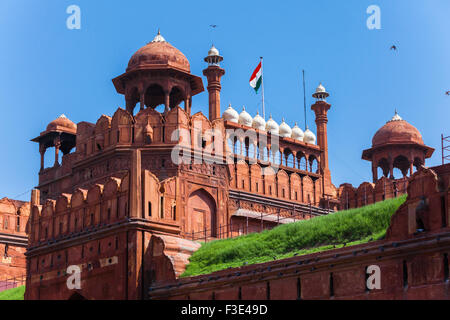 Fort Rouge à Delhi. Site du patrimoine mondial de l'UNESCO, le Fort Rouge est un symbole de l'Inde. Delhi, Inde. Banque D'Images