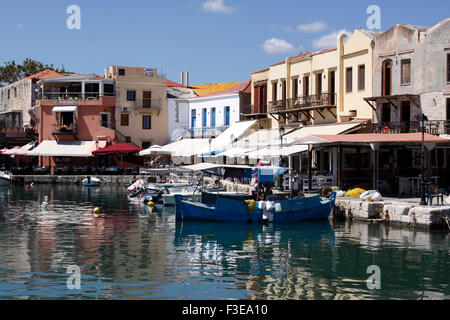 RETHYMNON Port Vénitien sur l'île grecque de Crète. Banque D'Images
