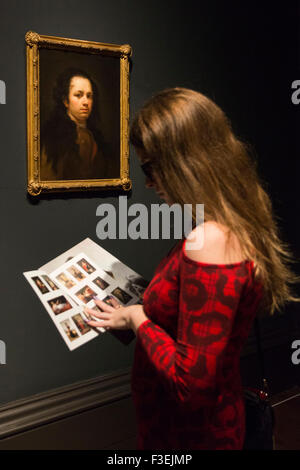 Londres, Angleterre. 06/10/2015. Appuyez sur Aperçu de l'exposition Goya : les portraits à la National Gallery de Londres, en Angleterre. L'exposition s'ouvre au public le 7 octobre 2015 et se poursuivra jusqu'au 10 janvier 2016. Peinture : Self Portrait, vers 1780 Banque D'Images