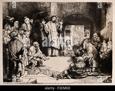 Rembrandt Harmenszoon Christ prêchant 1652 van Rijn1606-1669 Pays-Bas néerlandais Etch Gravure Banque D'Images