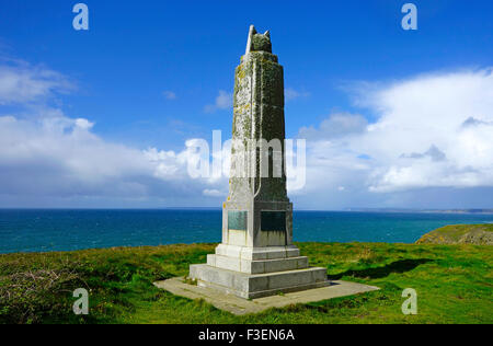 Monument de Marconi, Poldhu, Nr meneau, Péninsule du Lézard, Cornwall, England, UK Banque D'Images