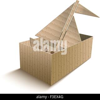 Bateau jouet dans une boîte en carton Illustration de Vecteur